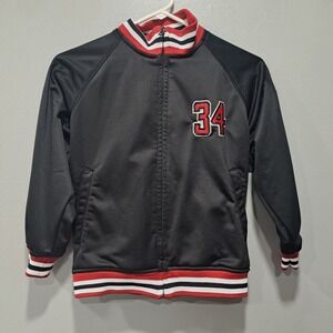 Shaq Kids Boys Track Jacket Black Red White Full Zip Number 34 Size Medium 8